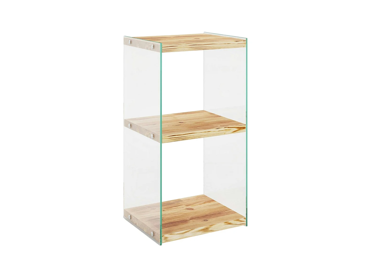 Colonne vitrine design - bois clair, 3 plateaux LHASA