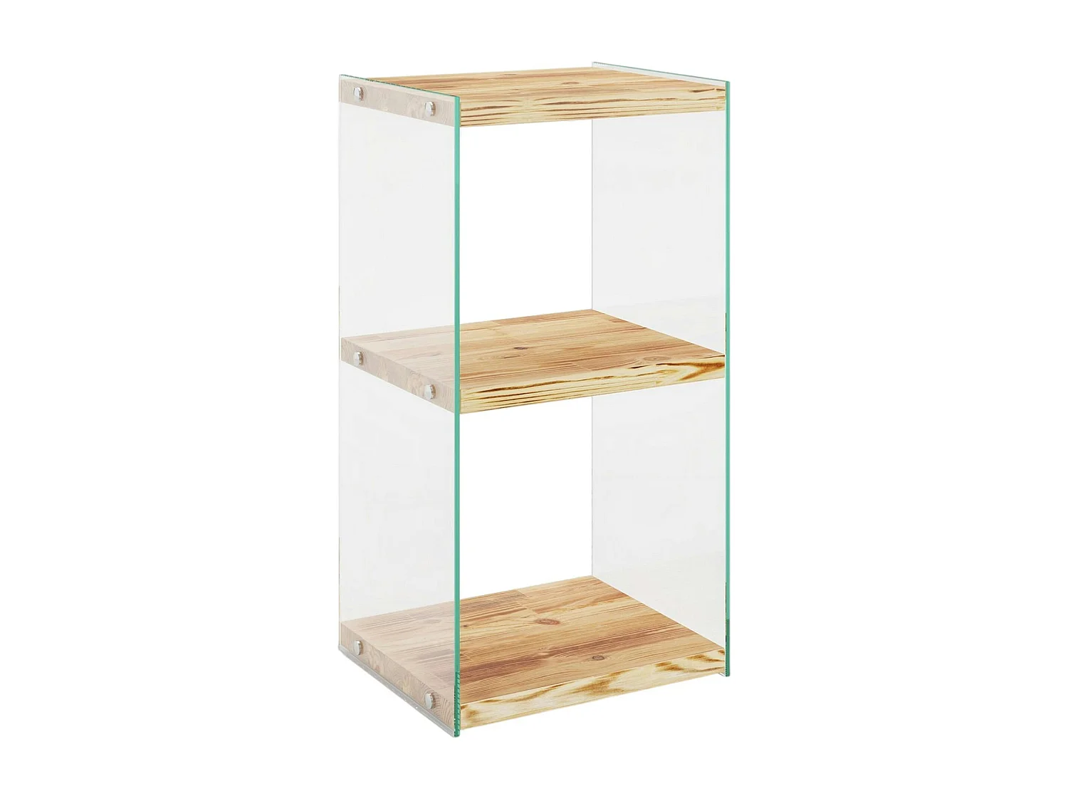 Colonne vitrine design - bois clair, 3 plateaux LHASA