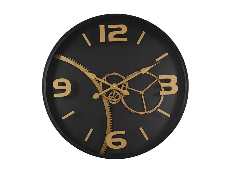 Horloge engrenages noir et or