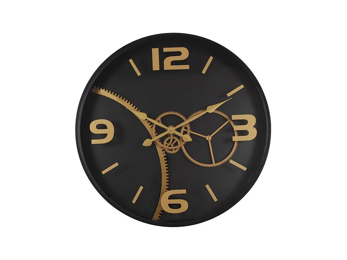 Horloge engrenages noir et or