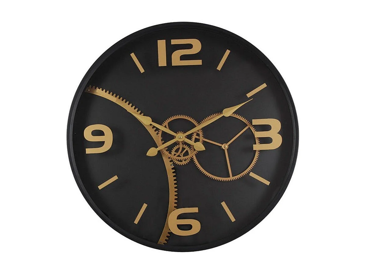 Horloge engrenages noir et or