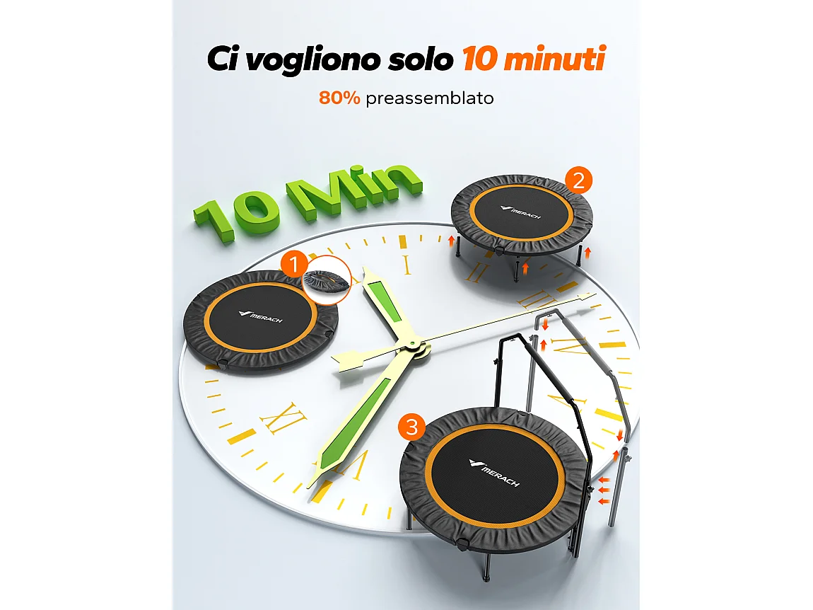 Klappbares Fitness-Trampolin Ø102 cm – Bungee-Rebounder, leise & robust, bis 150 kg, Indoor/Outdoor, ideal für Erwachsene & Kinder, mit Griff