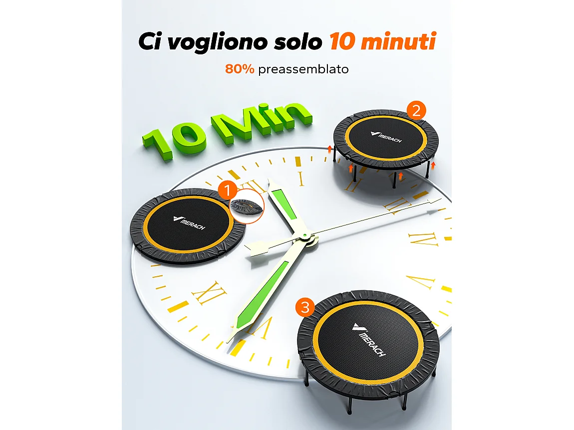 Trampoline Fitness Noir, MERACH, 122 cm, Pliable pour Enfants/Adultes, Intérieur/Extérieur, Charge Max 150 kg