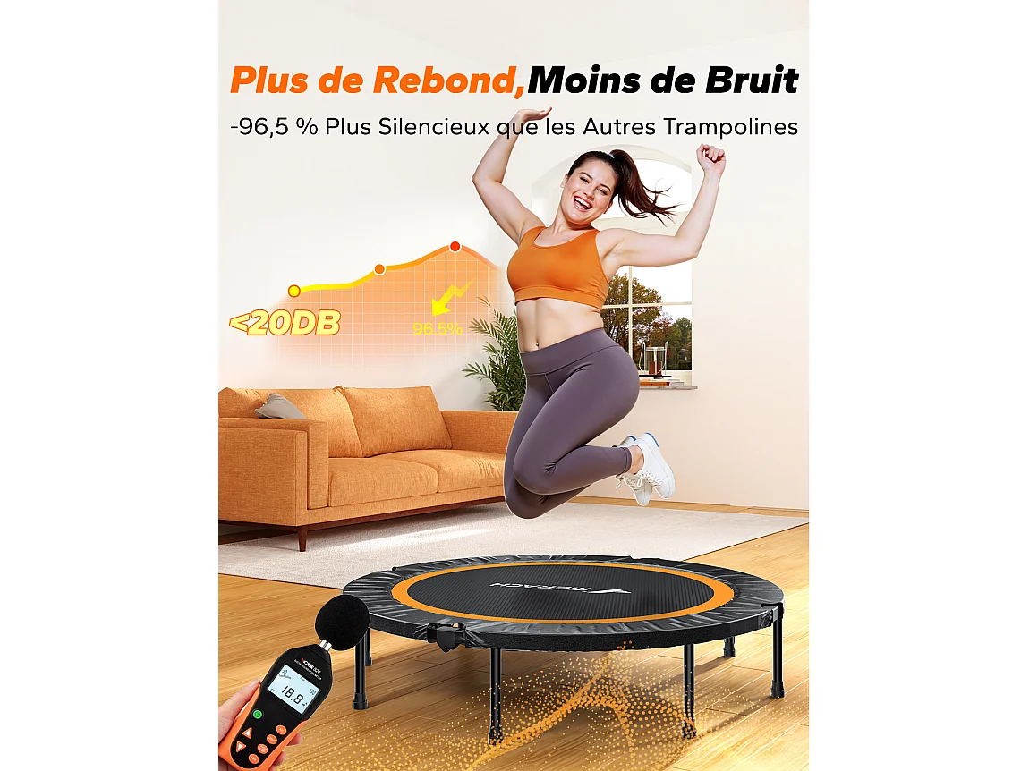 Klappbares Fitness-Trampolin Ø120 cm – Bungee-Rebounder, leise & robust, bis 150 kg, Indoor/Outdoor, ideal für Erwachsene & Kinder, Ohne Griff