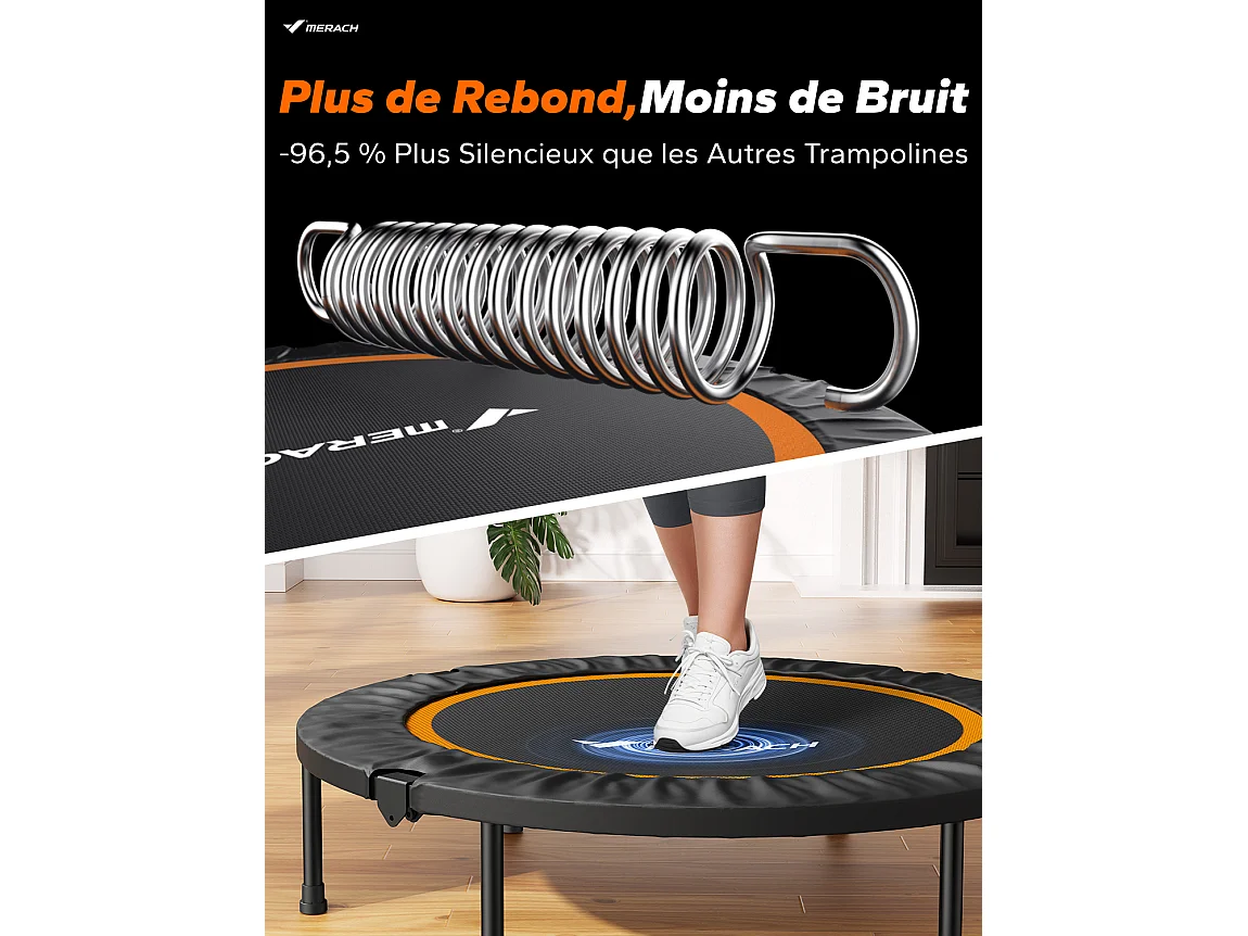 Klappbares Fitness-Trampolin Ø102 cm – Bungee-Rebounder, leise & robust, bis 150 kg, Indoor/Outdoor, ideal für Erwachsene & Kinder, Ohne Griff