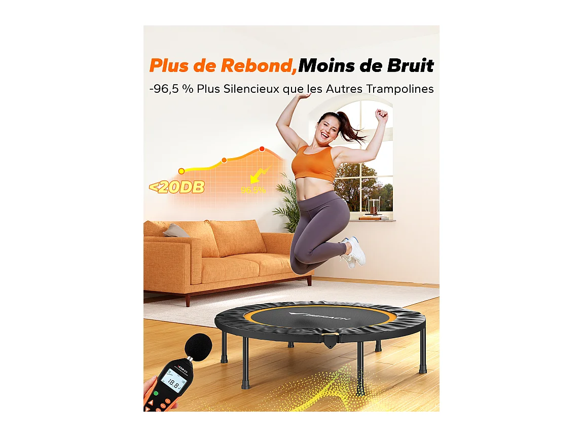 Klappbares Fitness-Trampolin Ø102 cm – Bungee-Rebounder, leise & robust, bis 150 kg, Indoor/Outdoor, ideal für Erwachsene & Kinder, Ohne Griff