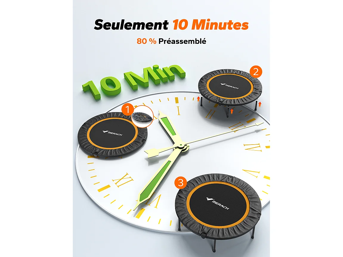 Klappbares Fitness-Trampolin Ø102 cm – Bungee-Rebounder, leise & robust, bis 150 kg, Indoor/Outdoor, ideal für Erwachsene & Kinder, Ohne Griff