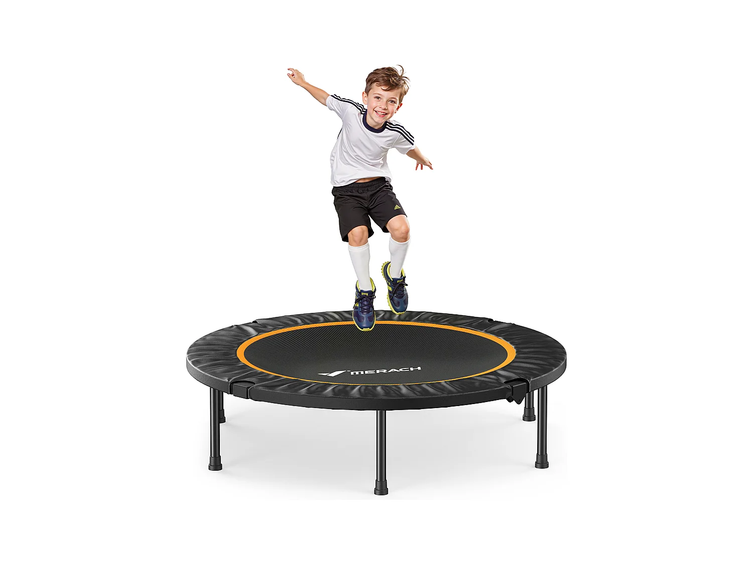 Trampoline Fitness Noir, MERACH, 102 cm, Pliable pour Enfants/Adultes, Intérieur/Extérieur, Charge Max 150 kg