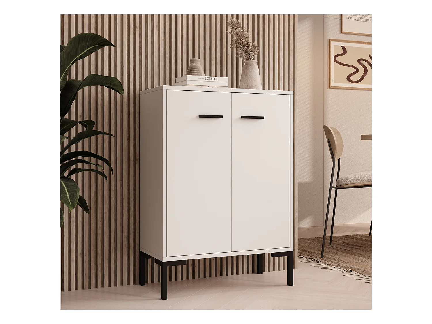 Bahut Buffet bas pour Salon Salle à manger en Blanc 60x30x84cm Lander L15