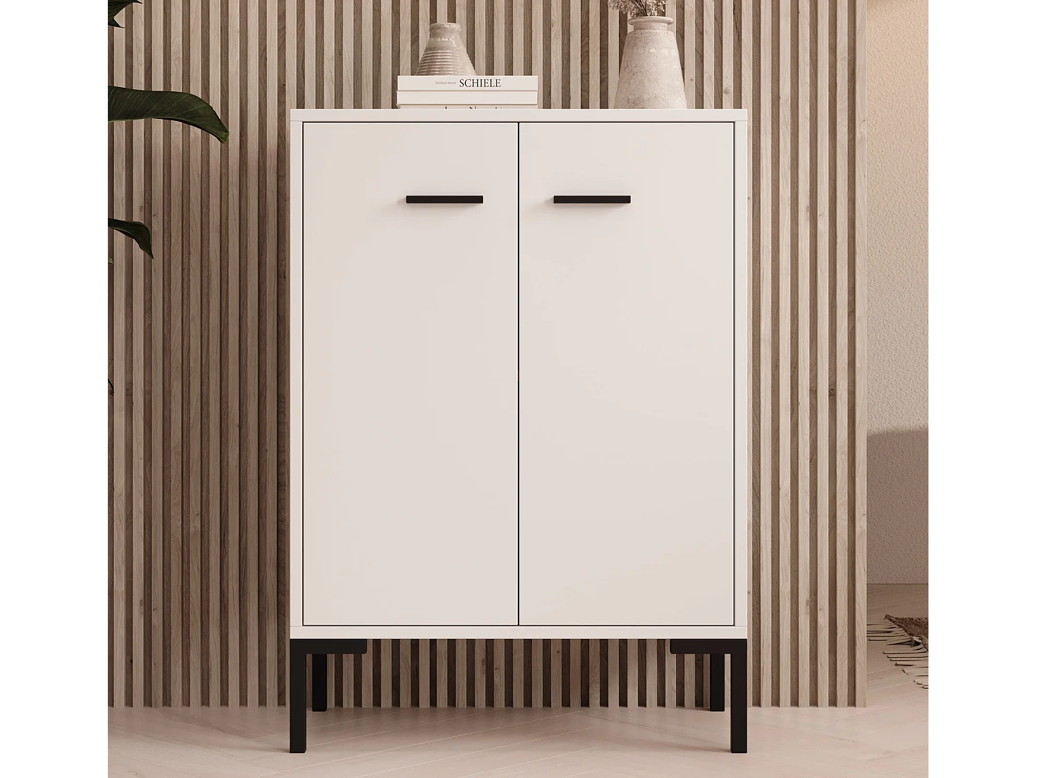 Bahut Buffet bas pour Salon Salle à manger en Blanc 60x30x84cm Lander L15