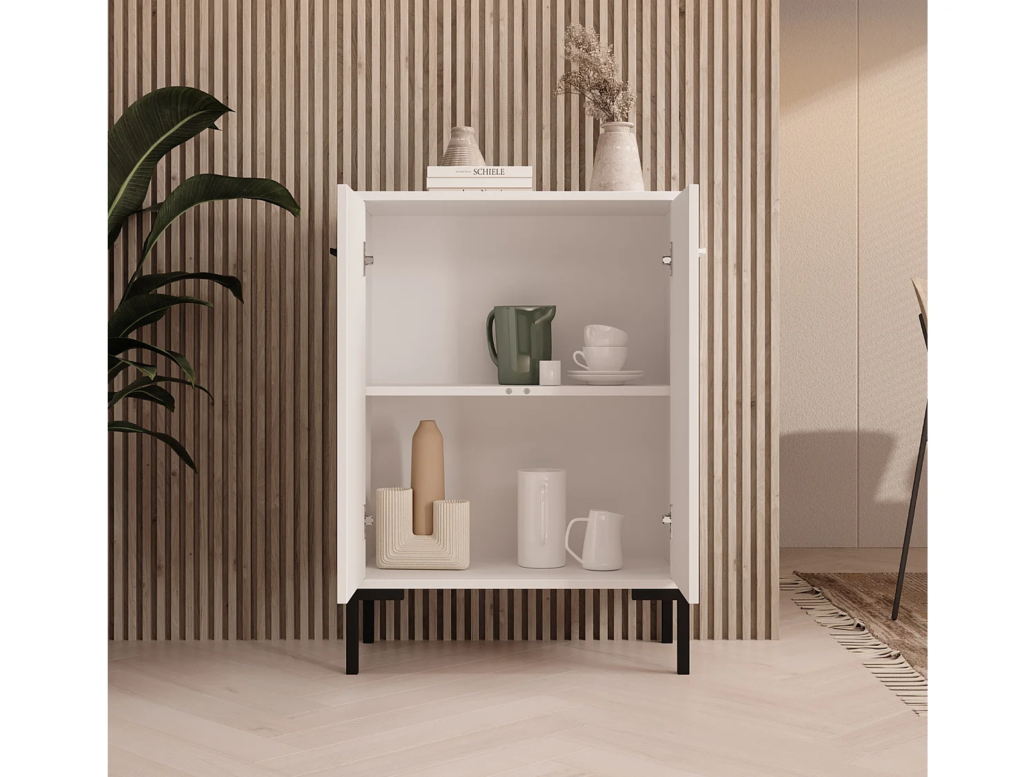 Bahut Buffet bas pour Salon Salle à manger en Blanc 60x30x84cm Lander L15