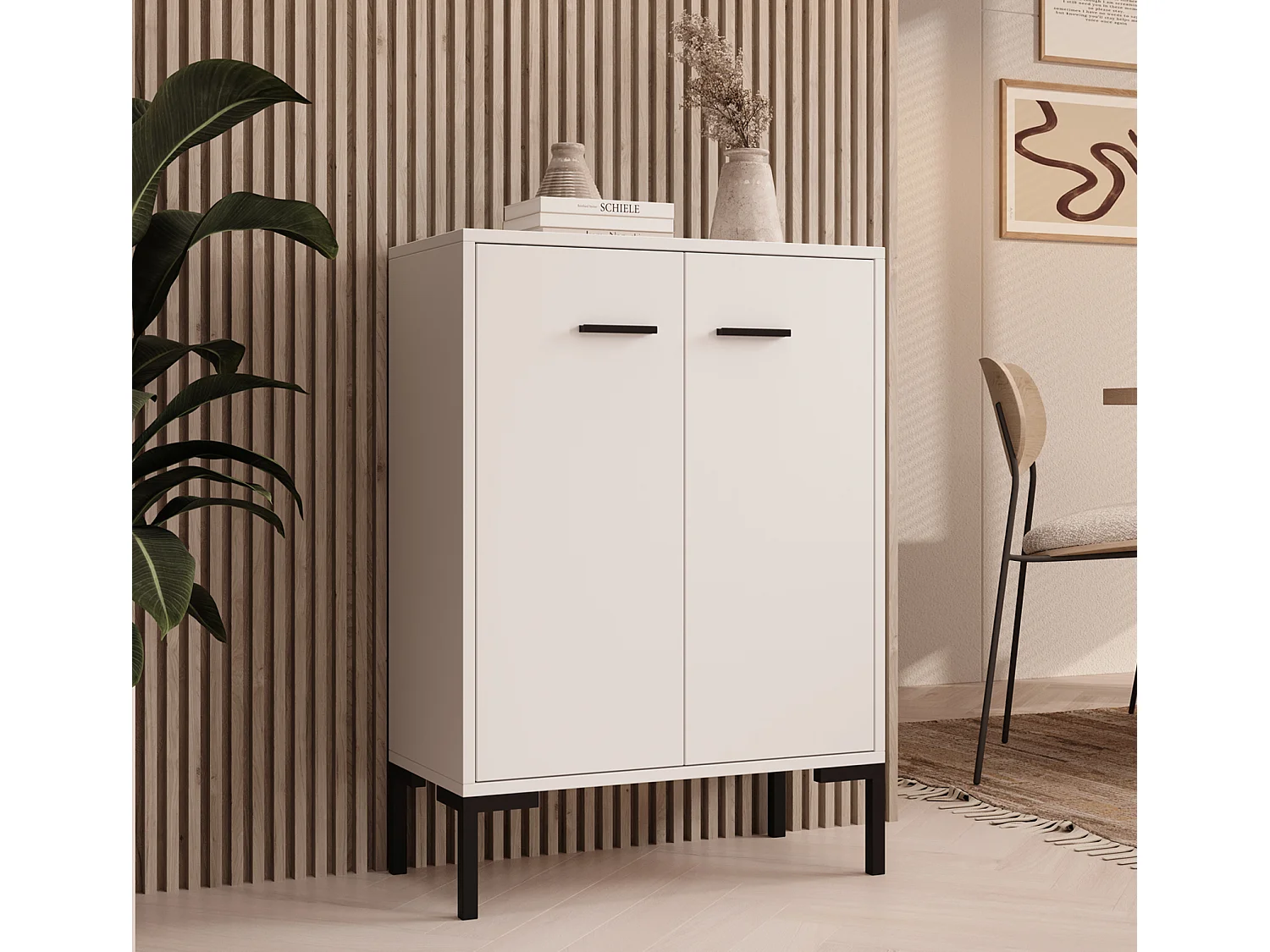 Bahut Buffet bas pour Salon Salle à manger en Blanc 60x30x84cm Lander L15