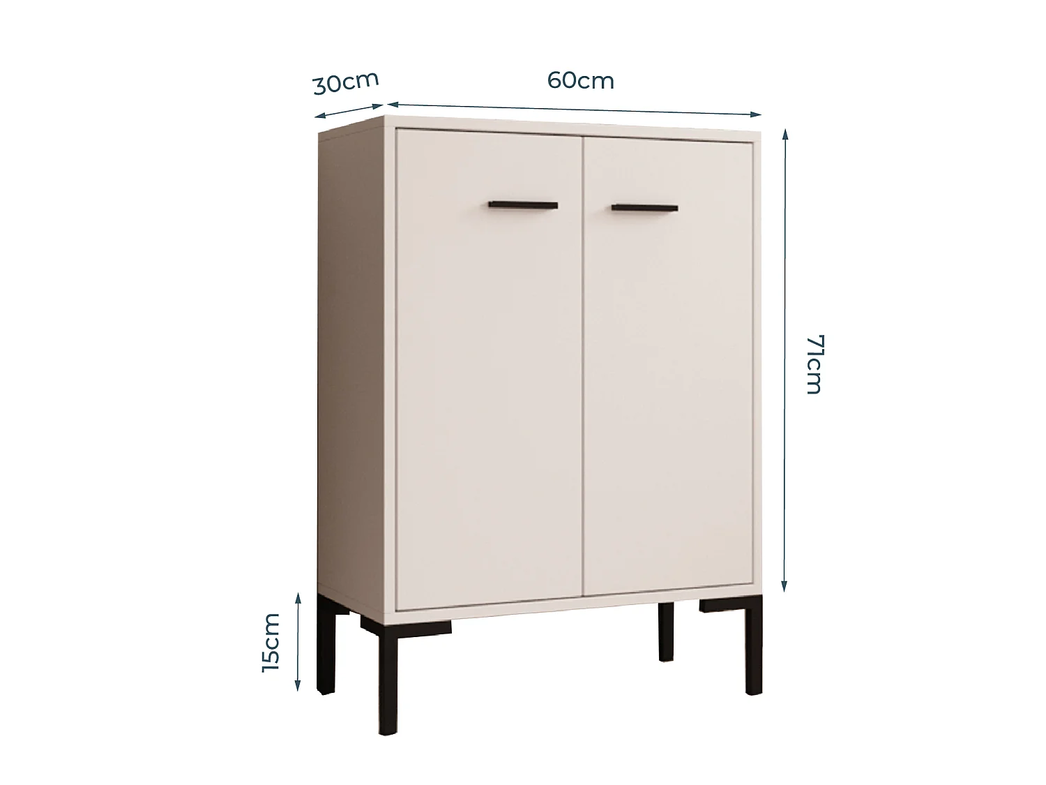 Bahut Buffet bas pour Salon Salle à manger en Blanc 60x30x84cm Lander L15