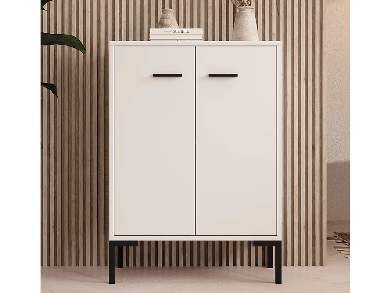 Bahut Buffet bas pour Salon Salle à manger en Blanc 60x30x84cm Lander L15