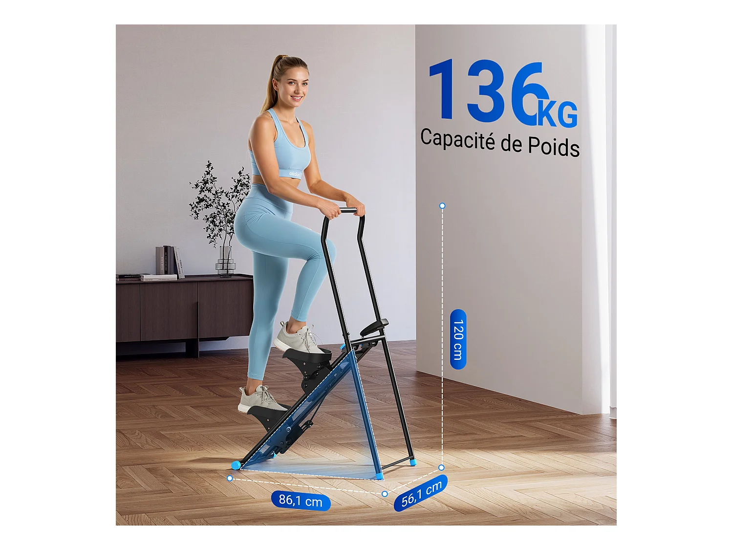 Stepper escalier pliable vertical MERACH, avec résistance réglable à 2 niveaux, pédales ajustables à 3 positions, écran LCD, 136 kg