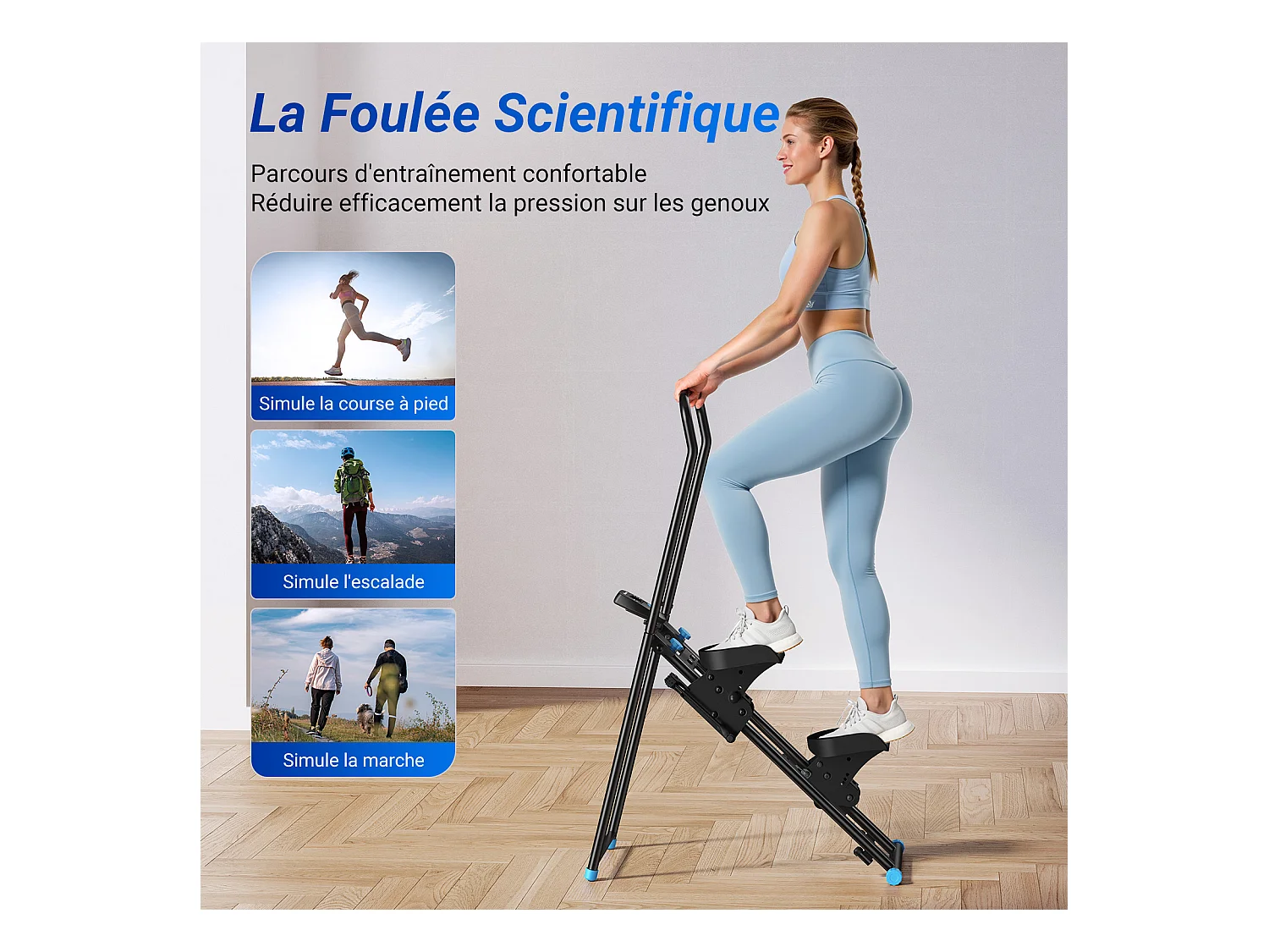 Stepper escalier pliable vertical MERACH, avec résistance réglable à 2 niveaux, pédales ajustables à 3 positions, écran LCD, 136 kg