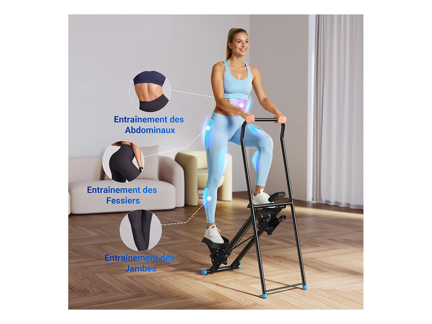 Stepper escalier pliable vertical MERACH, avec résistance réglable à 2 niveaux, pédales ajustables à 3 positions, écran LCD, 136 kg