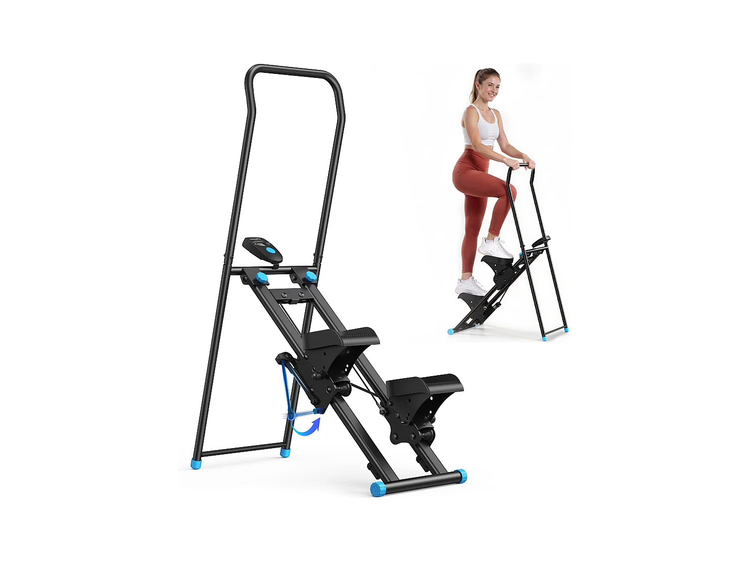 Stepper scala pieghevole verticale MERACH, con resistenza regolabile a 2 livelli, pedali regolabili su 3 posizioni, schermo LCD, 136 kg