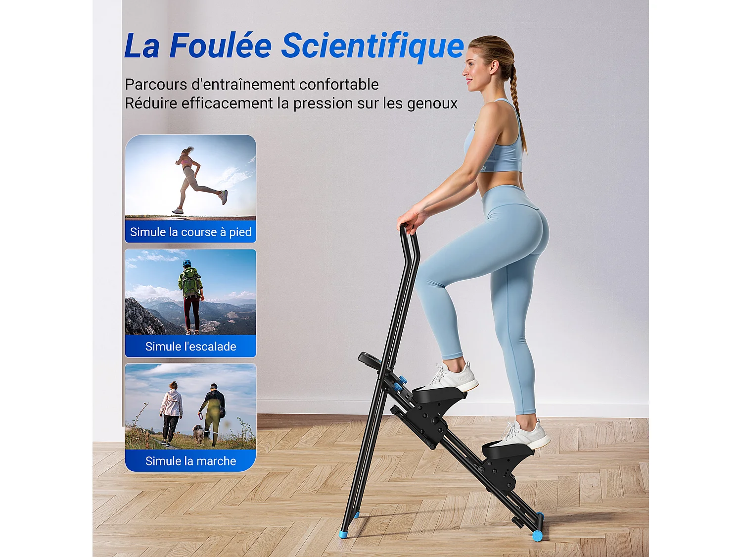 Stepper scala pieghevole verticale MERACH, con resistenza regolabile a 2 livelli, pedali regolabili su 3 posizioni, schermo LCD, 136 kg