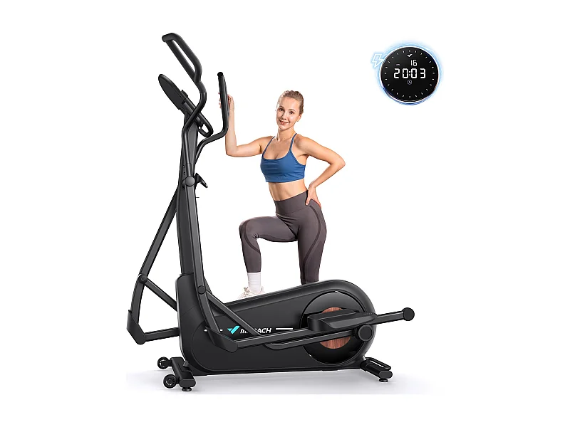 Vélo Elliptique - Merach, Pour Maison, 8 Niveaux De Résistance, Réglage Manuel, Avec Moniteur, App Connecté