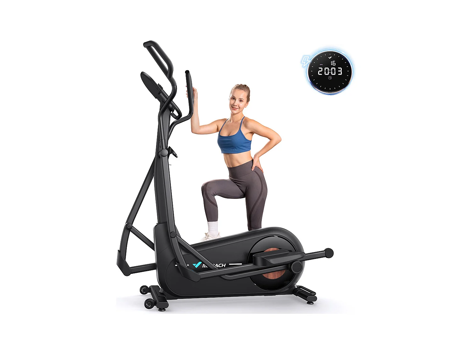 Vélo Elliptique - Merach, Pour Maison, 8 Niveaux De Résistance, Réglage Manuel, Avec Moniteur, App Connecté