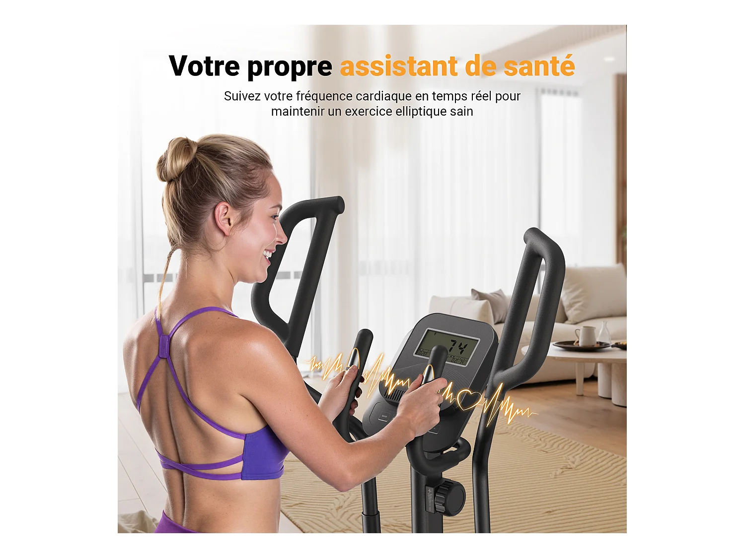 Vélo Elliptique - Merach, Pour Maison, 8 Niveaux De Résistance, Réglage Manuel, Avec Moniteur, App Connecté