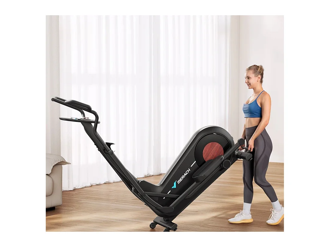 Vélo Elliptique - Merach, Pour Maison, 8 Niveaux De Résistance, Réglage Manuel, Avec Moniteur, App Connecté