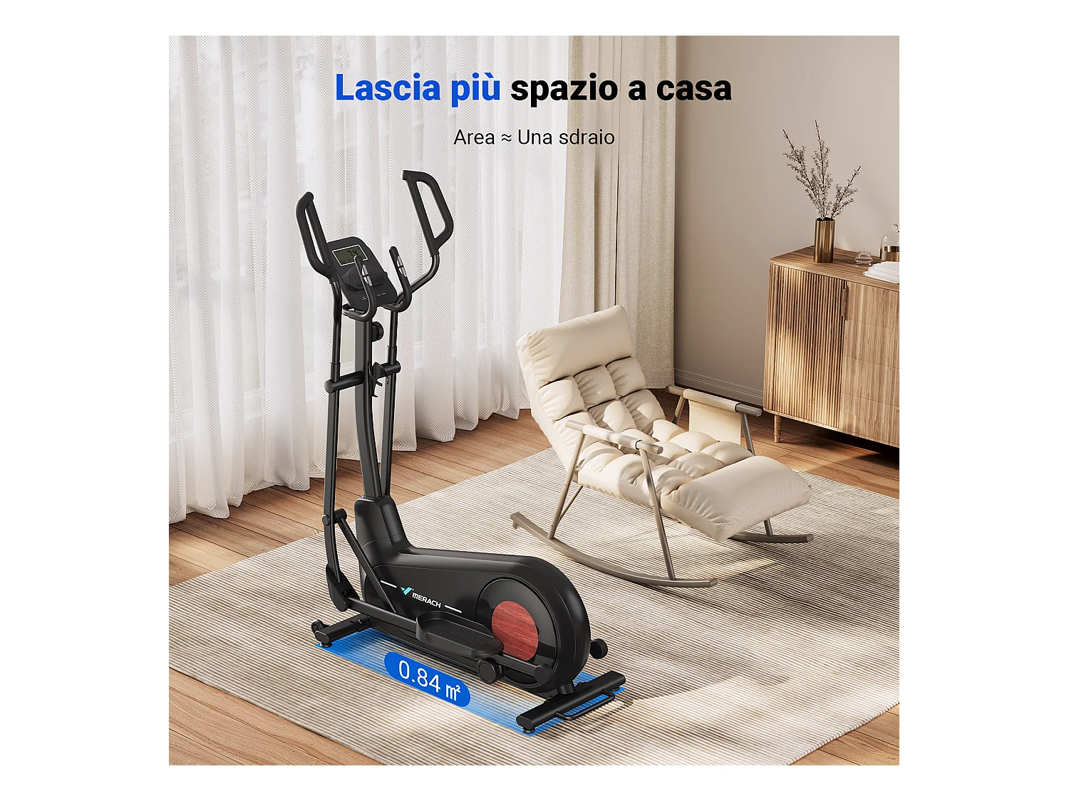 Vélo Elliptique - Merach, Pour Maison, 8 Niveaux De Résistance, Réglage Manuel, Avec Moniteur, App Connecté