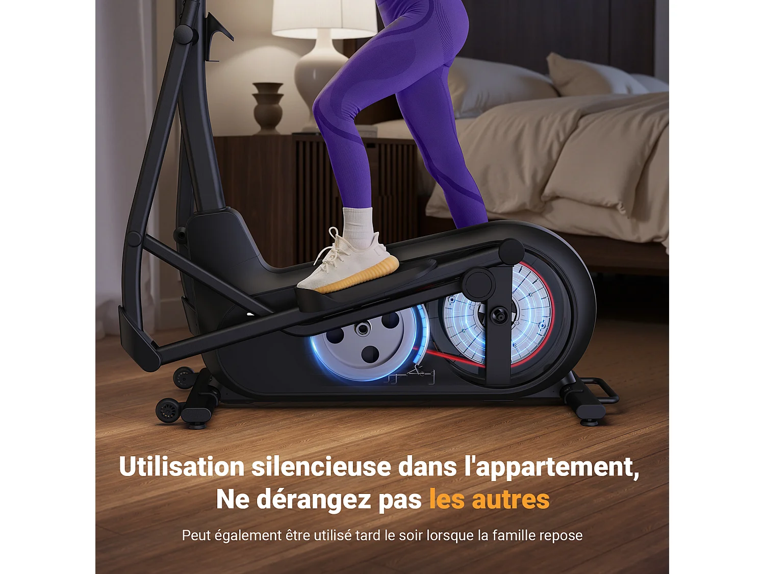 Cyclette ellittica - Merach, per casa, 8 livelli di resistenza, regolazione manuale, con monitor, app connessa