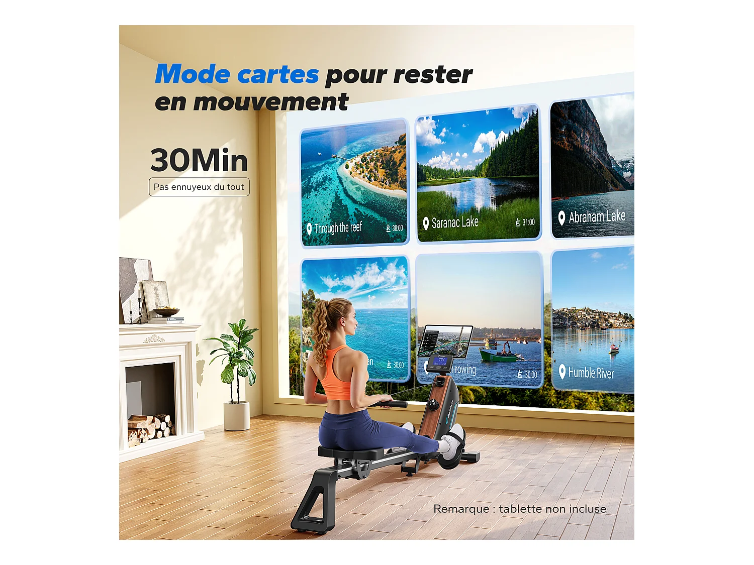 Rameur d'appartement magnétique, Merach, Bluetooth, App Connectée, Écran LCD, Support Tablette, Pliable, 16 Niveaux de Résistance, Max Charge 155 Kg