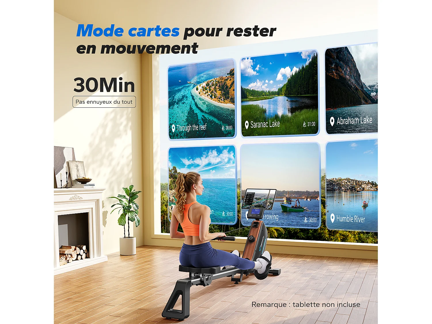 Vogatore magnetico Merach, Bluetooth, app connessa, schermo LCD, supporto tablet, pieghevole, 16 livelli di resistenza, max carico 155 kg