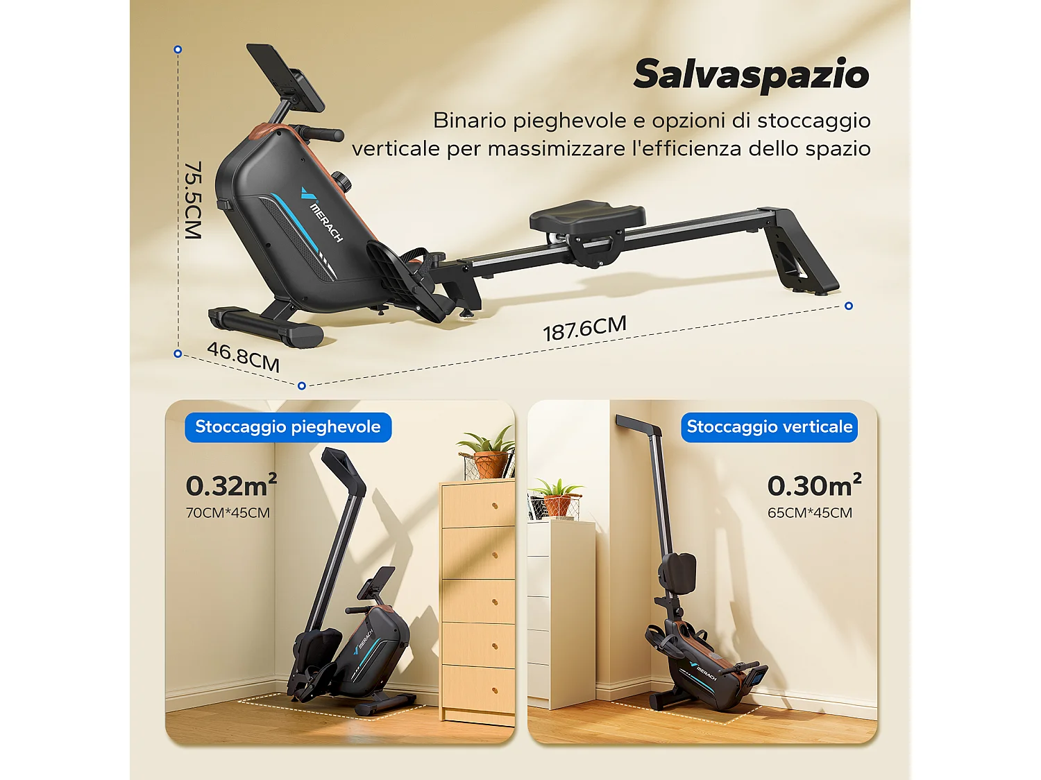 MERACH Roeimachine voor thuis - Inklapbaar Roeitrainer met 16 weerstandsniveaus - Bluetooth/APP/LCD - Stille werking - Snelle montage - Tot 158 kg