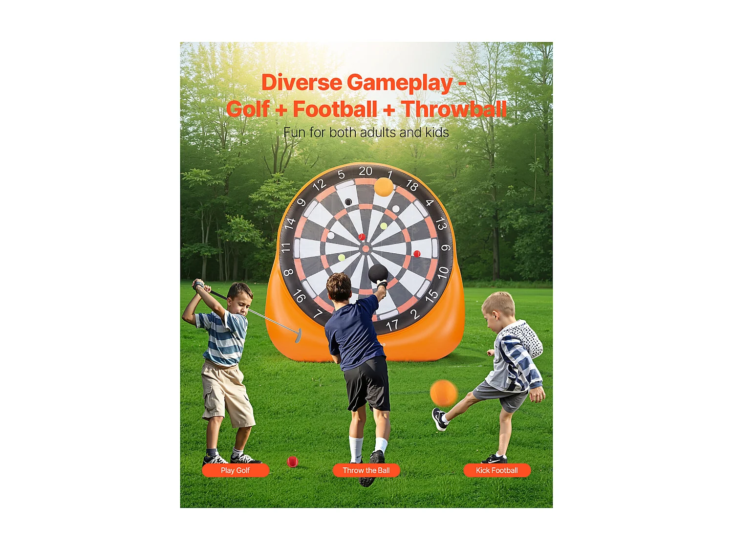 Juego de Flechas Gigante SucceBuy, Objetivo de Fútbol Hinchable 2 m con Pelotas y Bombas