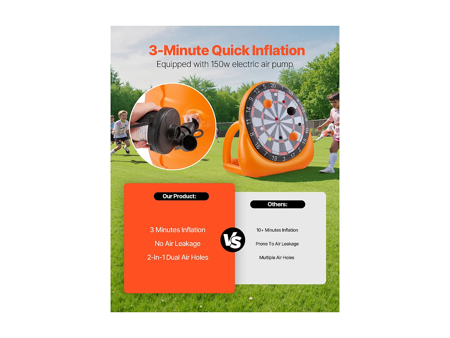 Juego de Flechas Gigante SucceBuy, Objetivo de Fútbol Hinchable 2 m con Pelotas y Bombas