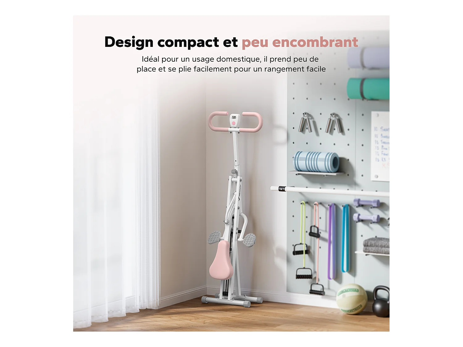 Appareil de Fitness MERACH, Type Équitation, Résistance Réglable, Écran LCD, Charge 160kg, Pliable, Pour Abdos/Jambes/Dos, Blanc