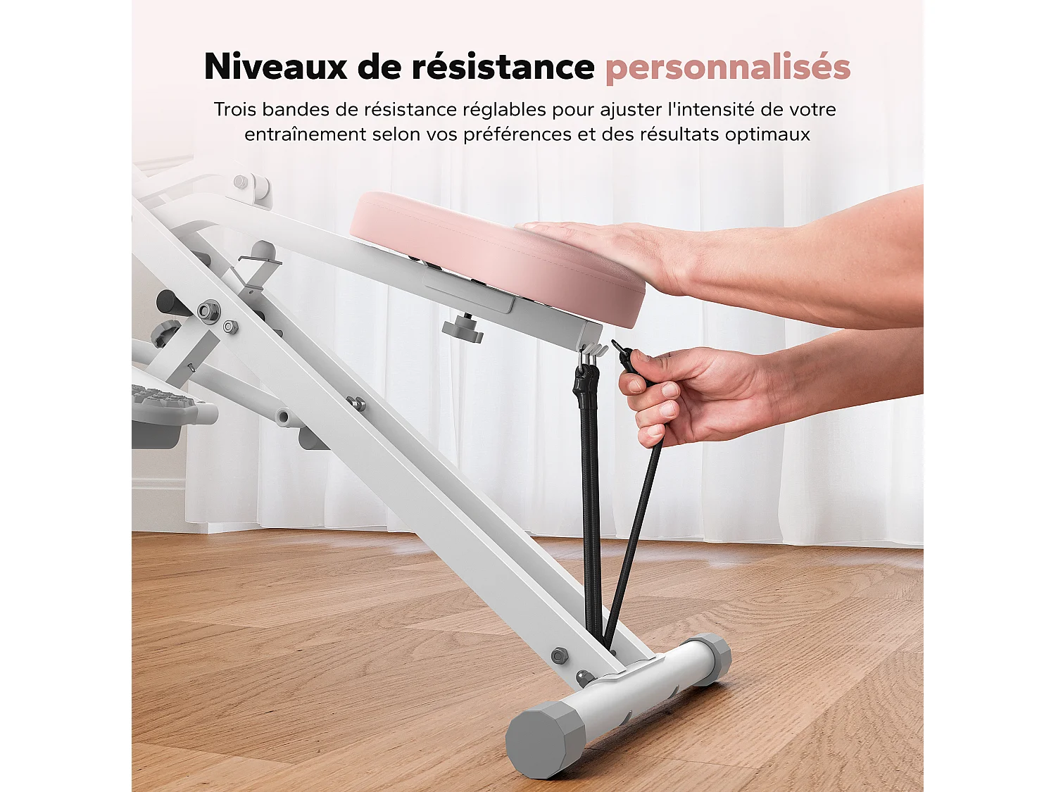 Appareil de Fitness MERACH, Type Équitation, Résistance Réglable, Écran LCD, Charge 160kg, Pliable, Pour Abdos/Jambes/Dos, Blanc