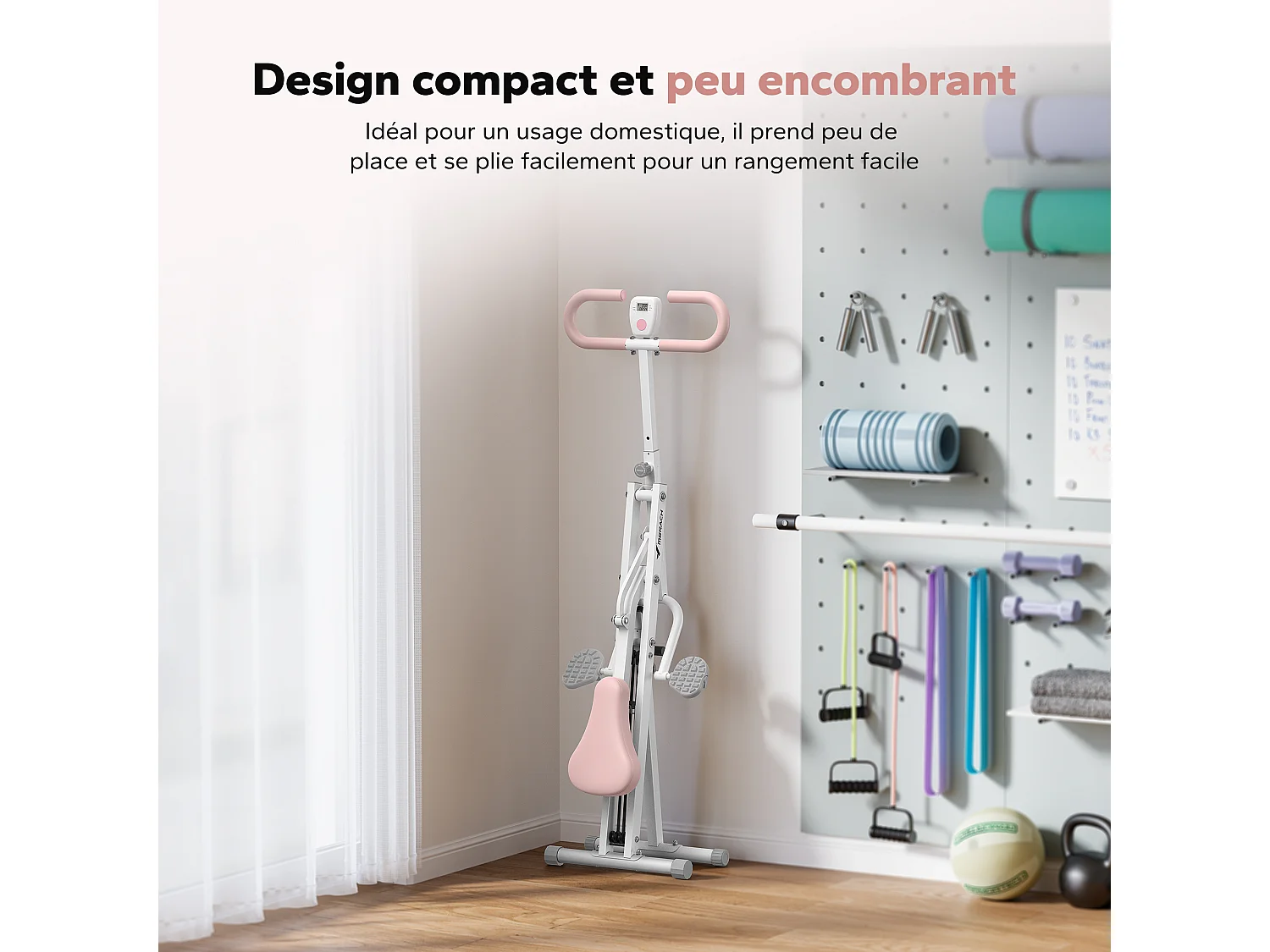 Appareil de Fitness MERACH, Type Équitation, Résistance Réglable, Écran LCD, Charge 160kg, Pliable, Pour Abdos/Jambes/Dos, Blanc