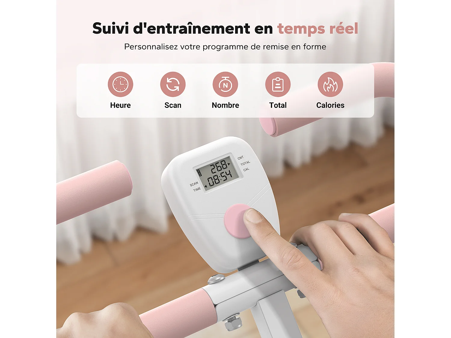 Appareil de Fitness MERACH, Type Équitation, Résistance Réglable, Écran LCD, Charge 160kg, Pliable, Pour Abdos/Jambes/Dos, Blanc