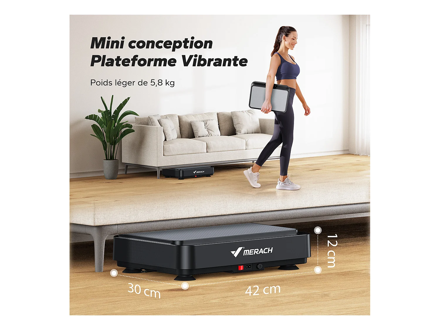 Mini Vibrationsplatte – 9 Programme, 1–99 Intensitätsstufen, 150W leiser Motor, Fitnessgerät für Zuhause, zum Abnehmen & Bodyforming