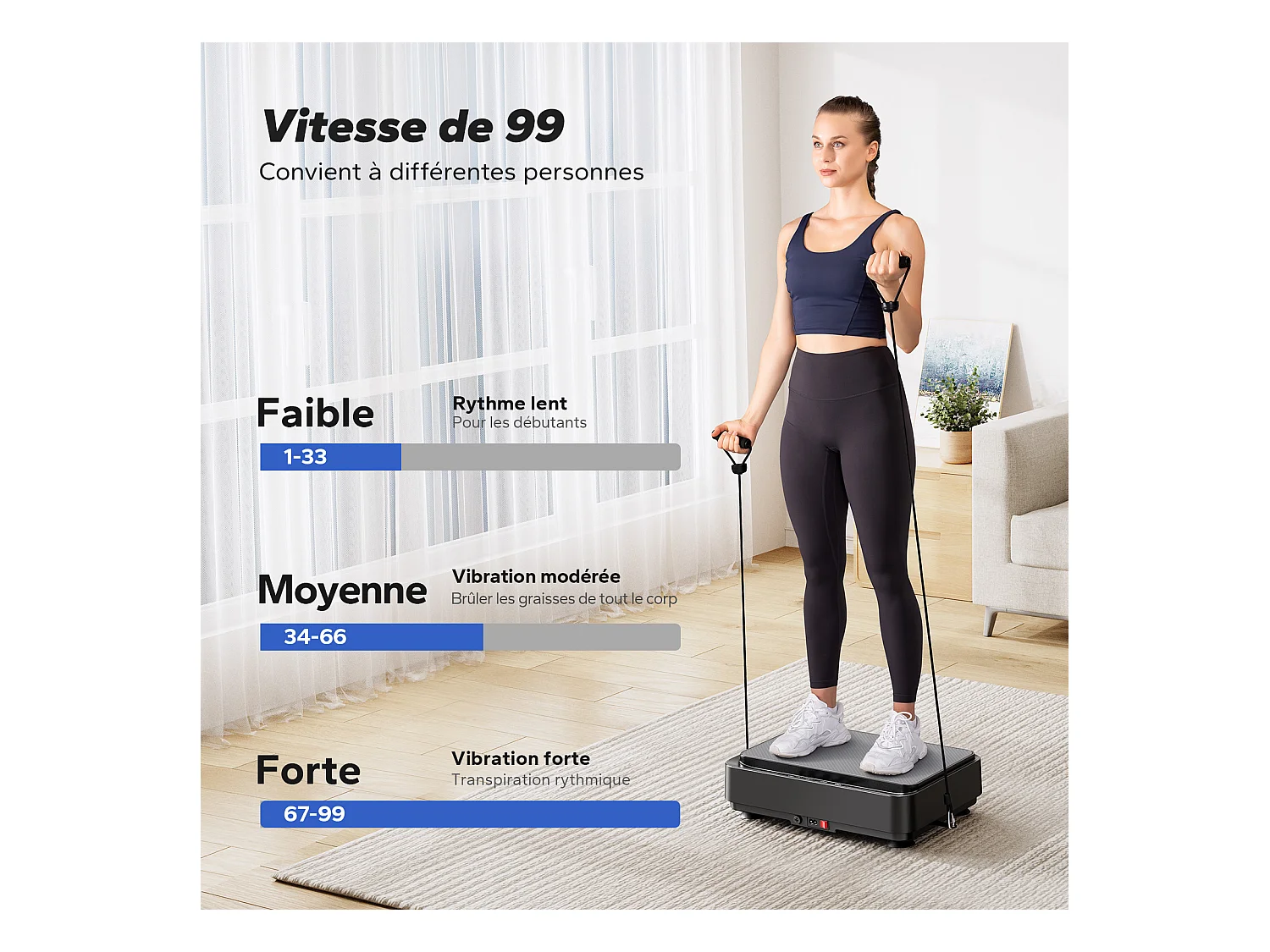 Mini Vibrationsplatte – 9 Programme, 1–99 Intensitätsstufen, 150W leiser Motor, Fitnessgerät für Zuhause, zum Abnehmen & Bodyforming