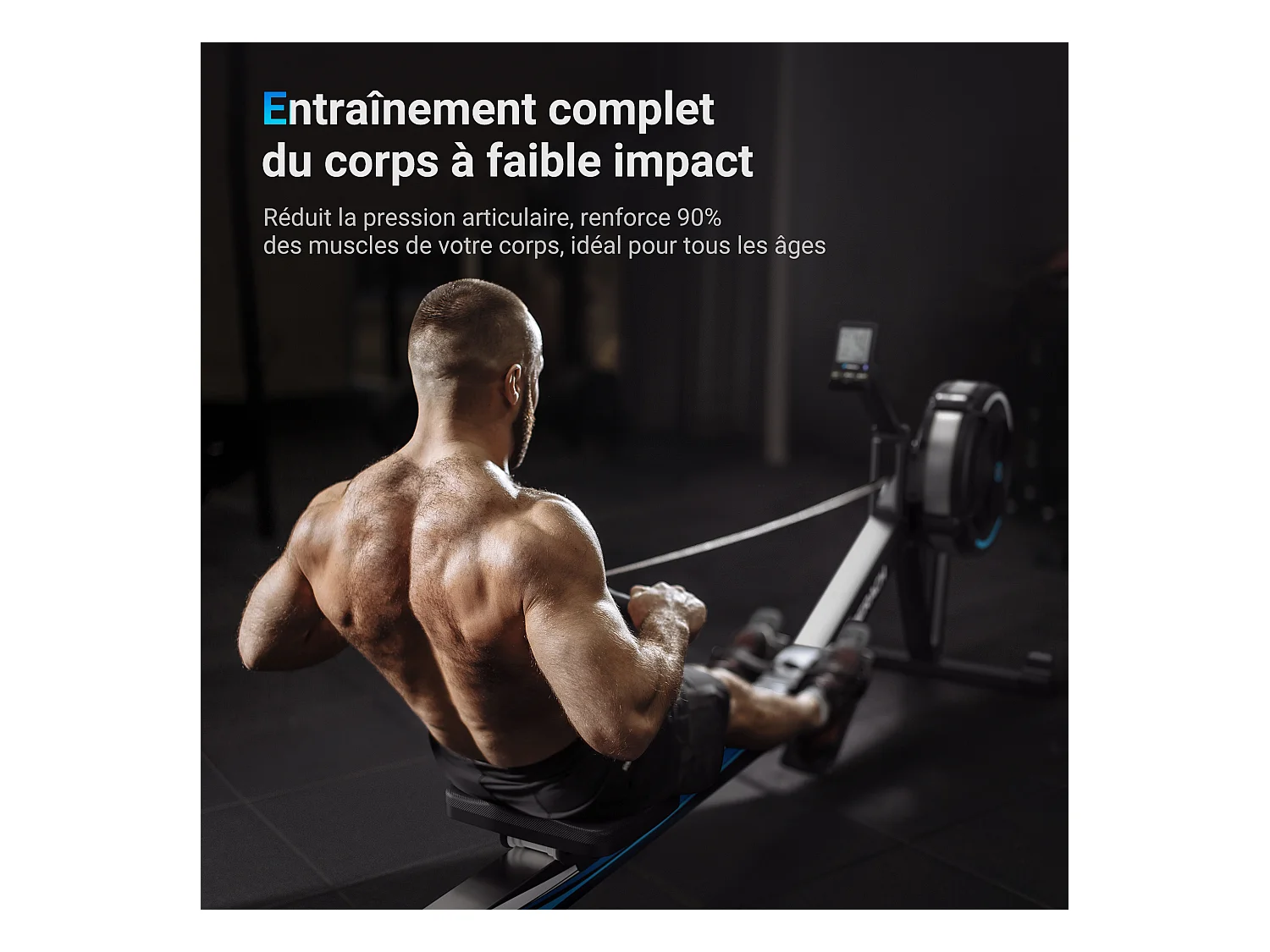 Rameur à Air MERACH, 10 Niveaux de Résistance, Compatible App, Support téléphone, Usage régulier, Facile à Ranger, Silencieux