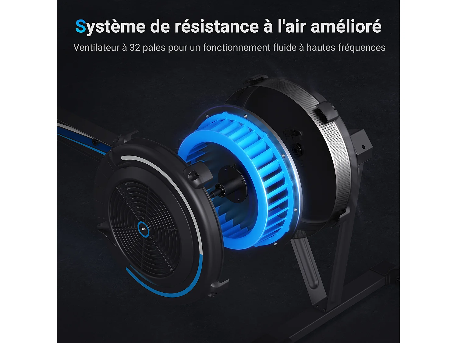 Vogatore ad aria MERACH, 10 livelli di resistenza, muscolazione professionale, facile da riporre, uso domestico, app connessa