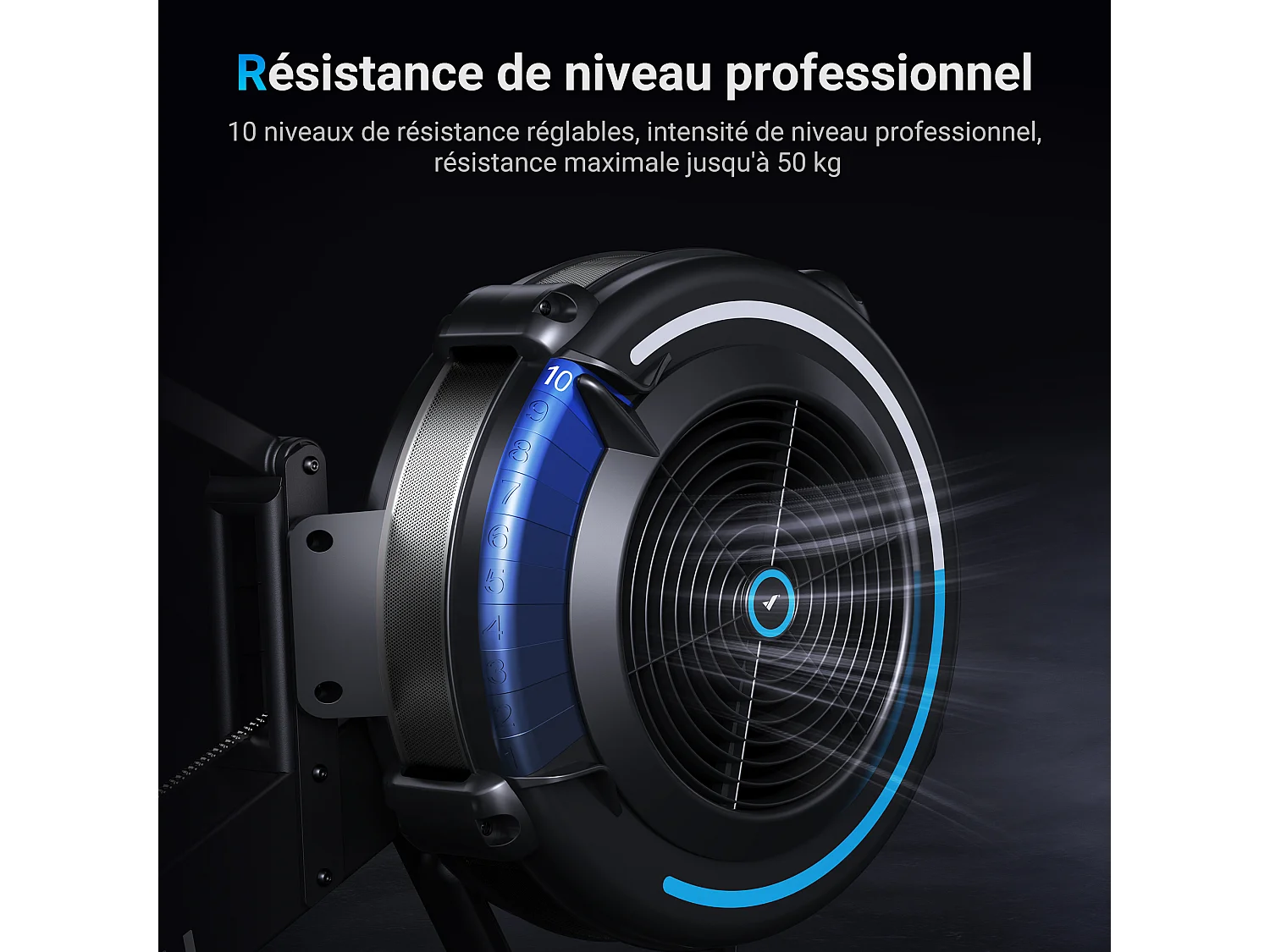 Vogatore ad aria MERACH, 10 livelli di resistenza, muscolazione professionale, facile da riporre, uso domestico, app connessa