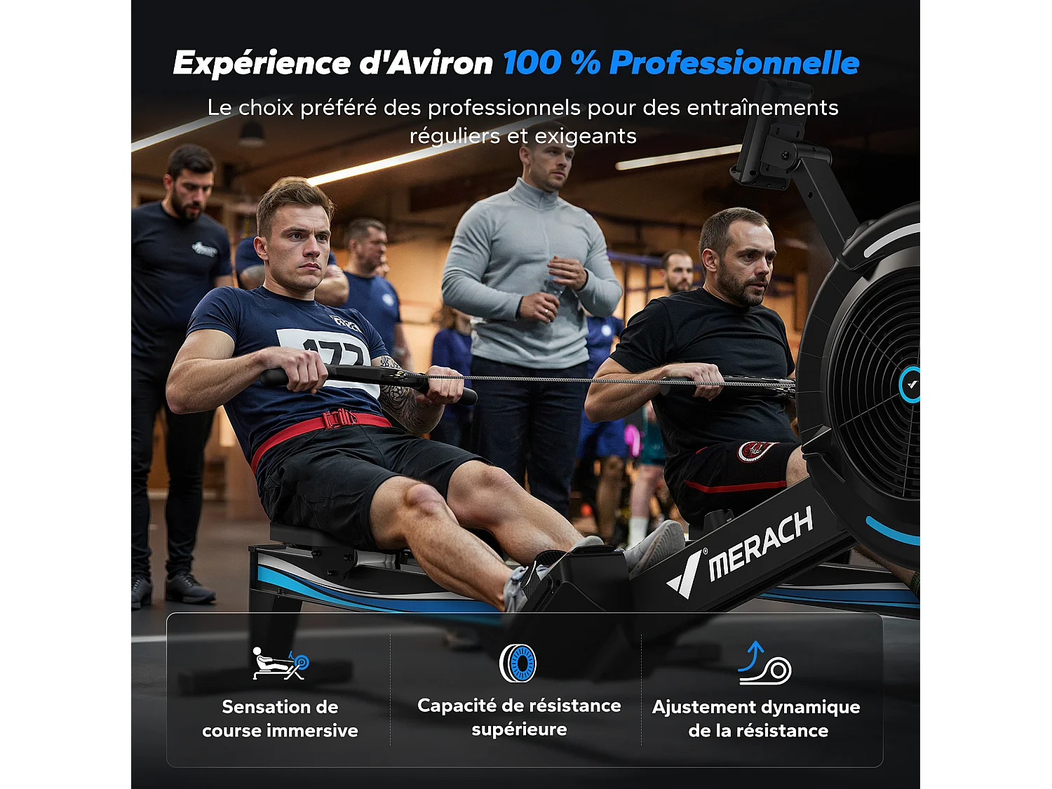 Vogatore ad aria MERACH, 10 livelli di resistenza, muscolazione professionale, facile da riporre, uso domestico, app connessa