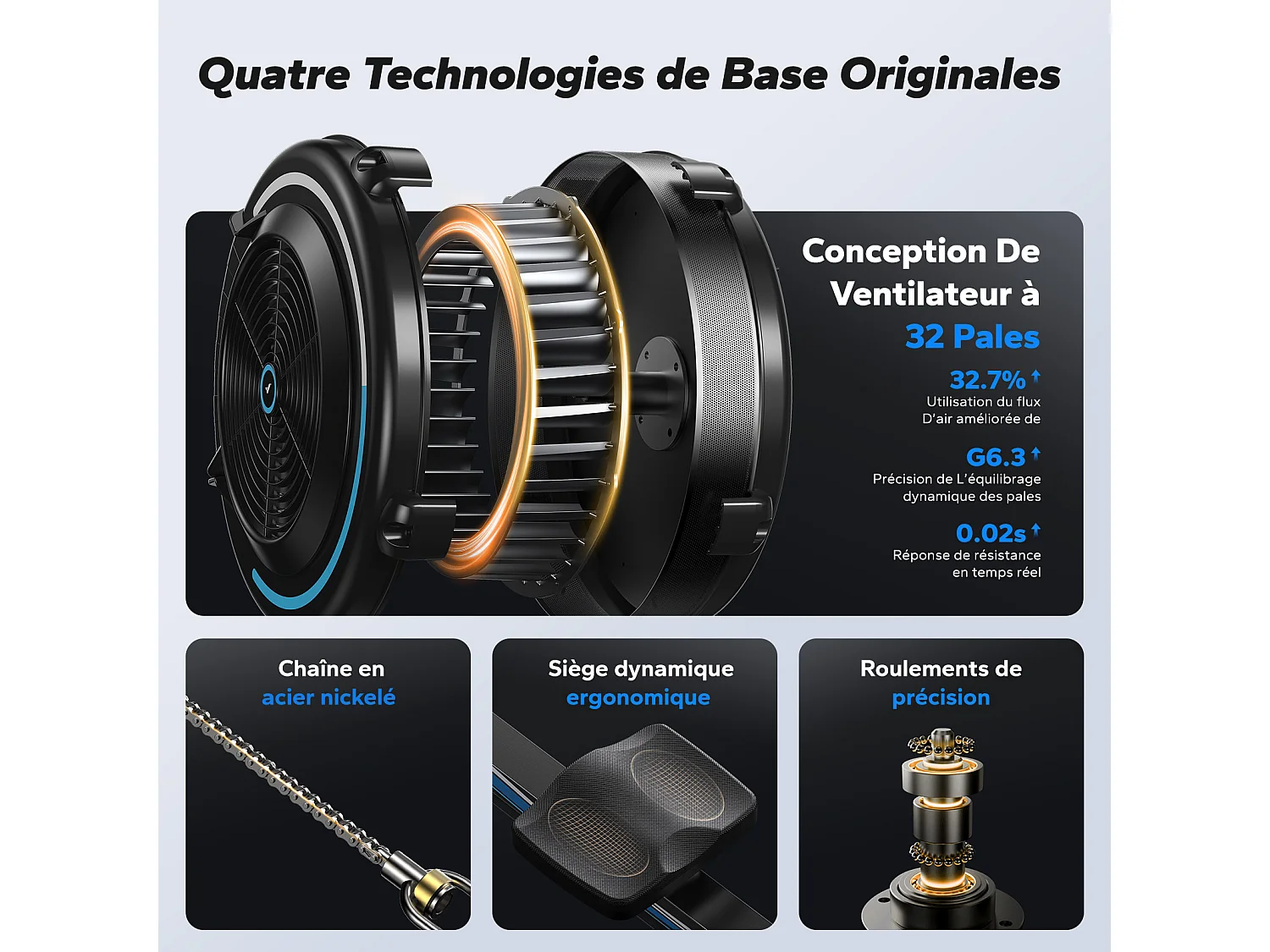 Vogatore ad aria MERACH, 10 livelli di resistenza, muscolazione professionale, facile da riporre, uso domestico, app connessa