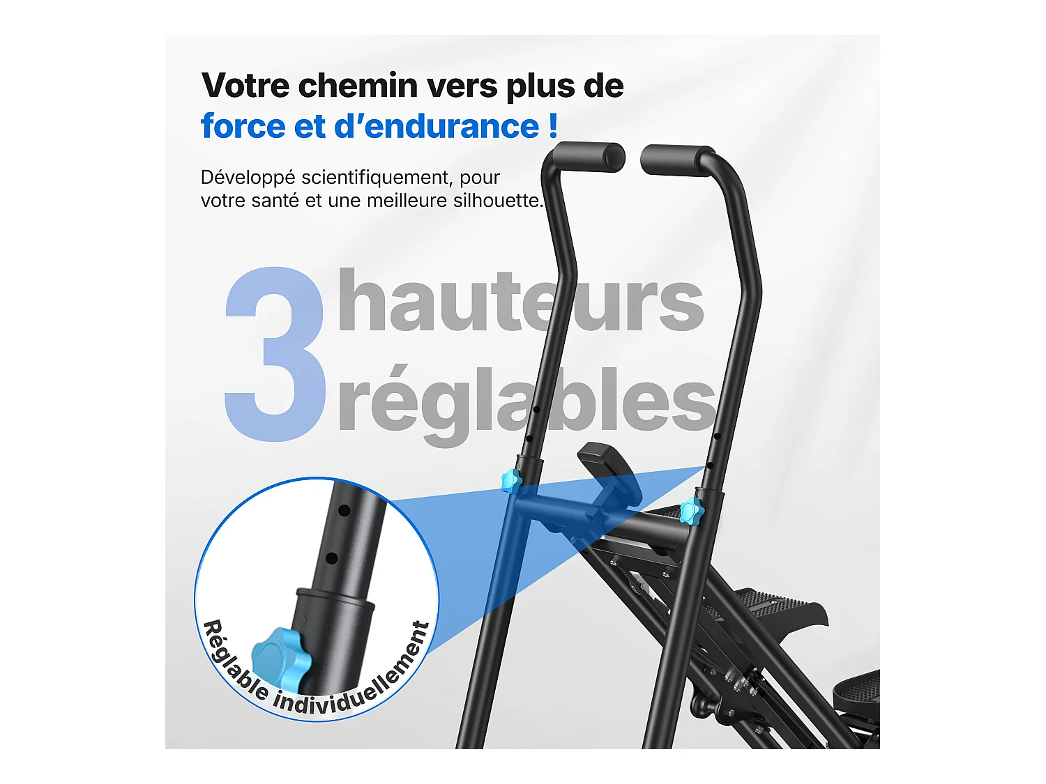 Stepper escalier vertical et pliable MERACH, 3 niveaux de résistance, écran LCD, guidon ajustable, usage domestique, Max 150 kg