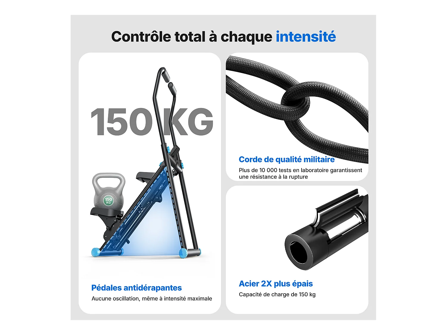 Stepper escalier vertical et pliable MERACH, 3 niveaux de résistance, écran LCD, guidon ajustable, usage domestique, Max 150 kg