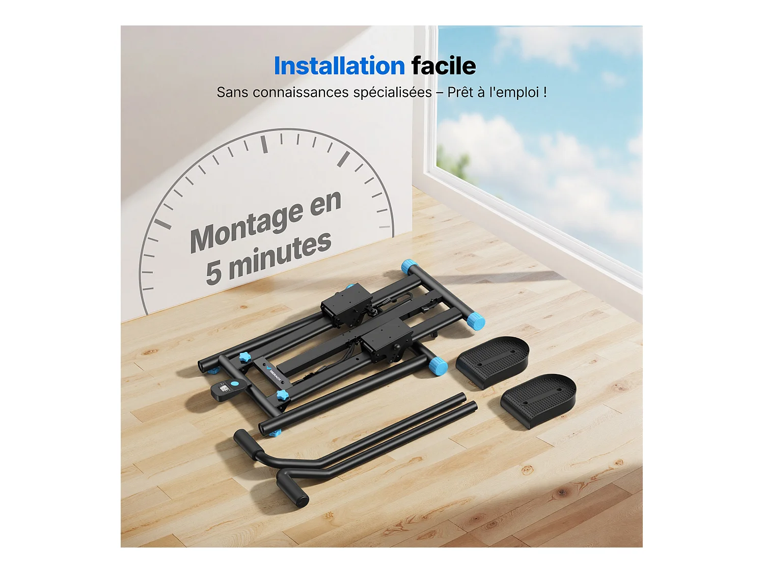 Stepper escalier vertical et pliable MERACH, 3 niveaux de résistance, écran LCD, guidon ajustable, usage domestique, Max 150 kg