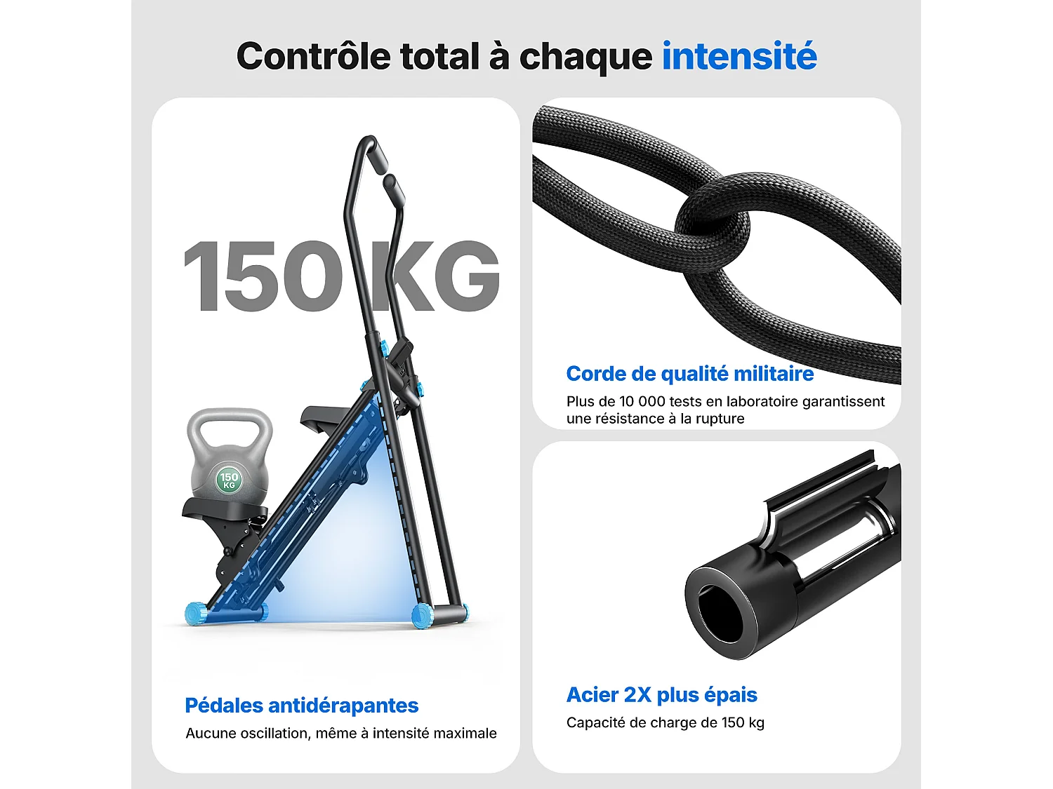 Stepper scala verticale e pieghevole MERACH, 3 livelli di resistenza, schermo LCD, manubrio regolabile, uso domestico, max 150 kg