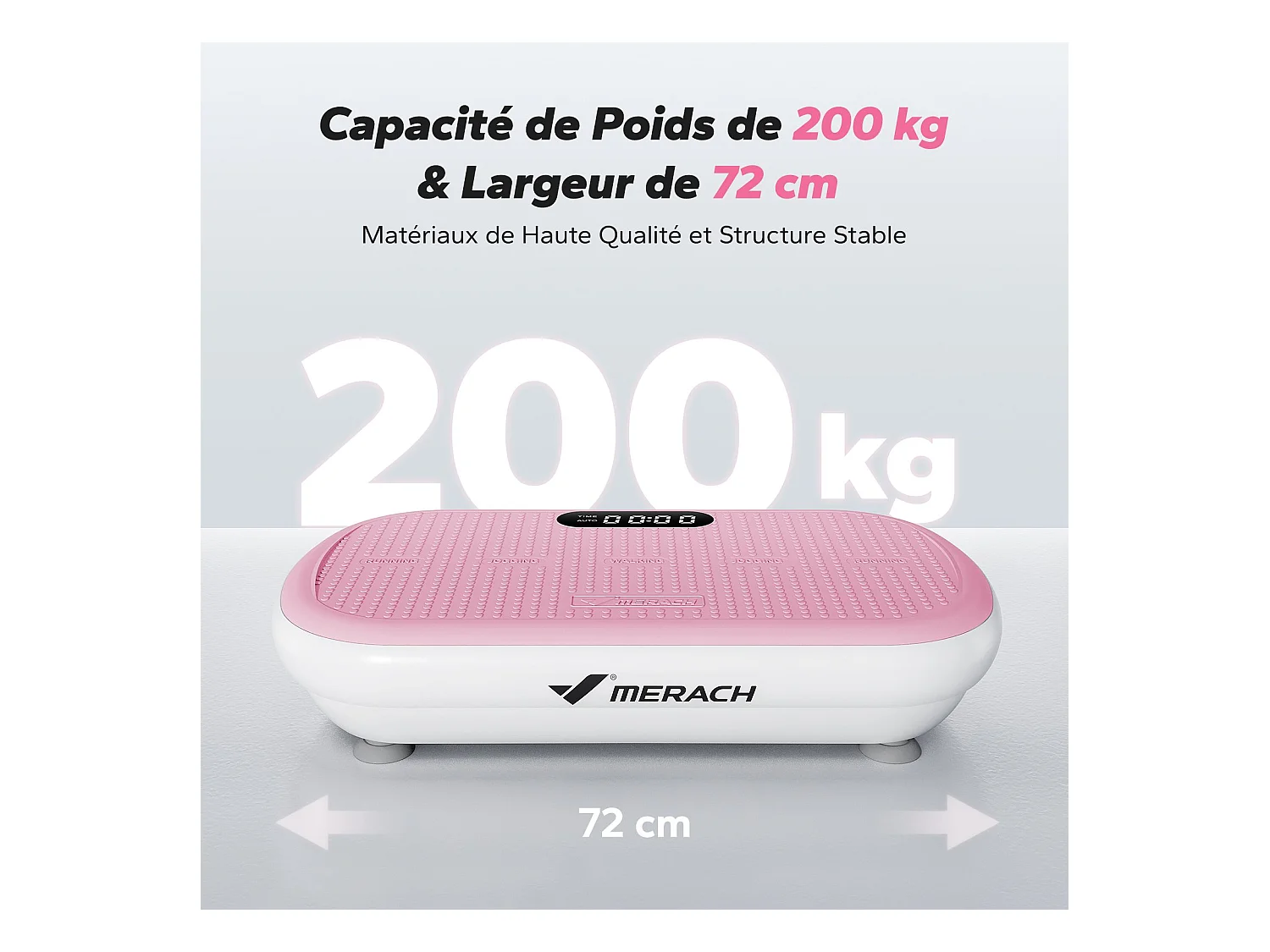 Plateforme Vibrante MERACH, 10 vitesses, 11 programmes, LED, Bluetooth, télécommande, charge max 200 kg